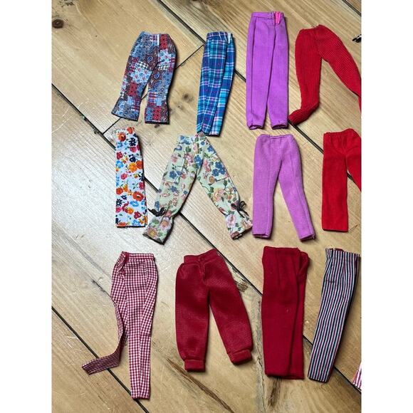 Lot of 16 Vintage Barbie Doll Clothing. Pants lot. Reds Pinks Flared Stripes - Picture 5 of 6